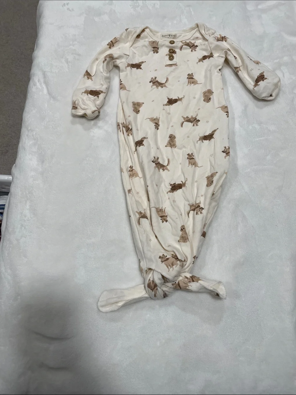 Cream Puppy-Print Baby Sleep Sack with Knot Closure